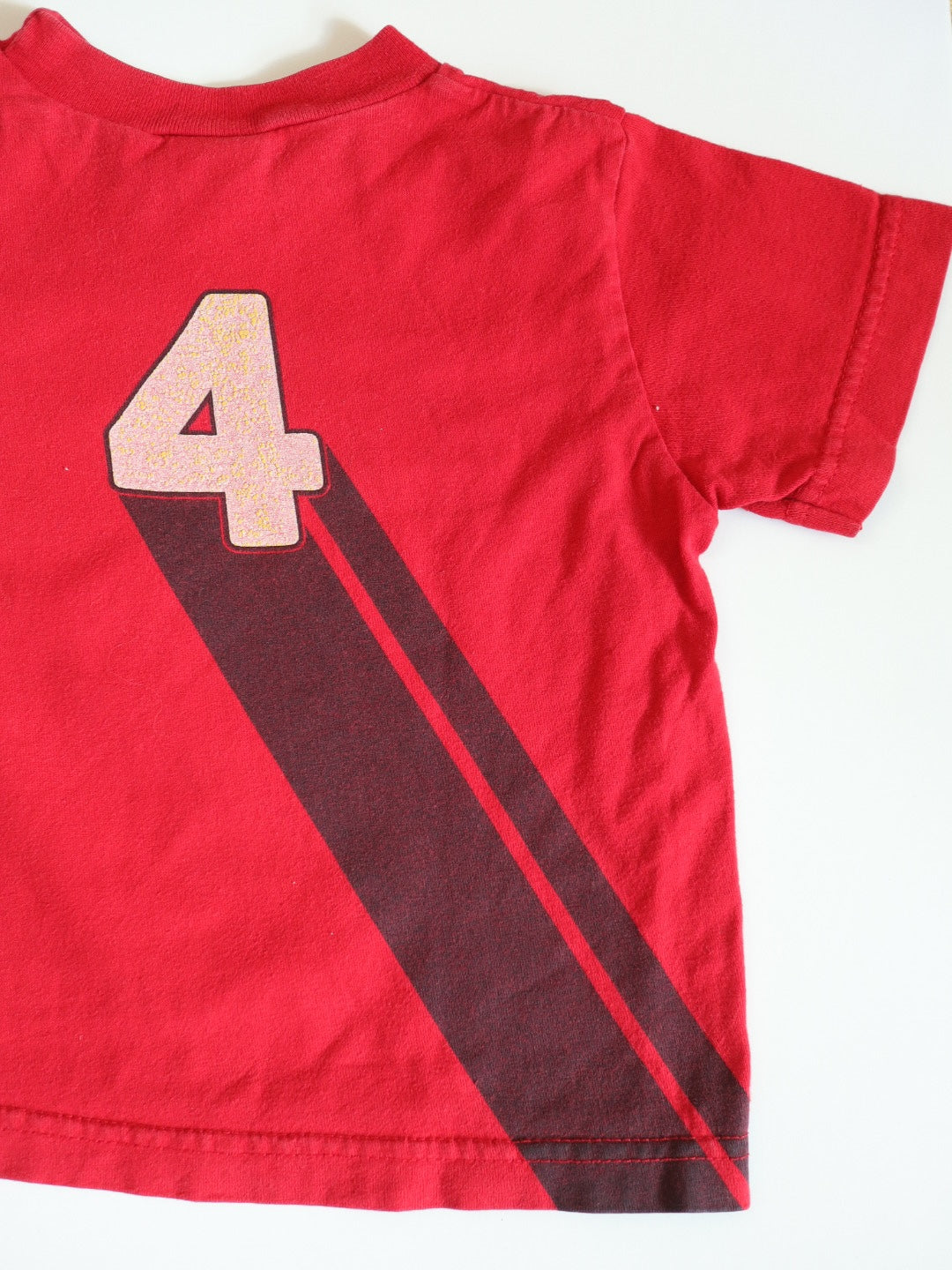 Vintage OSHKOSH Baseball Number 4 Red Tee / 3-4Y