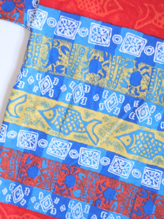 Vintage 80-90s Sea Animal Print Striped Tee / 5-6Y