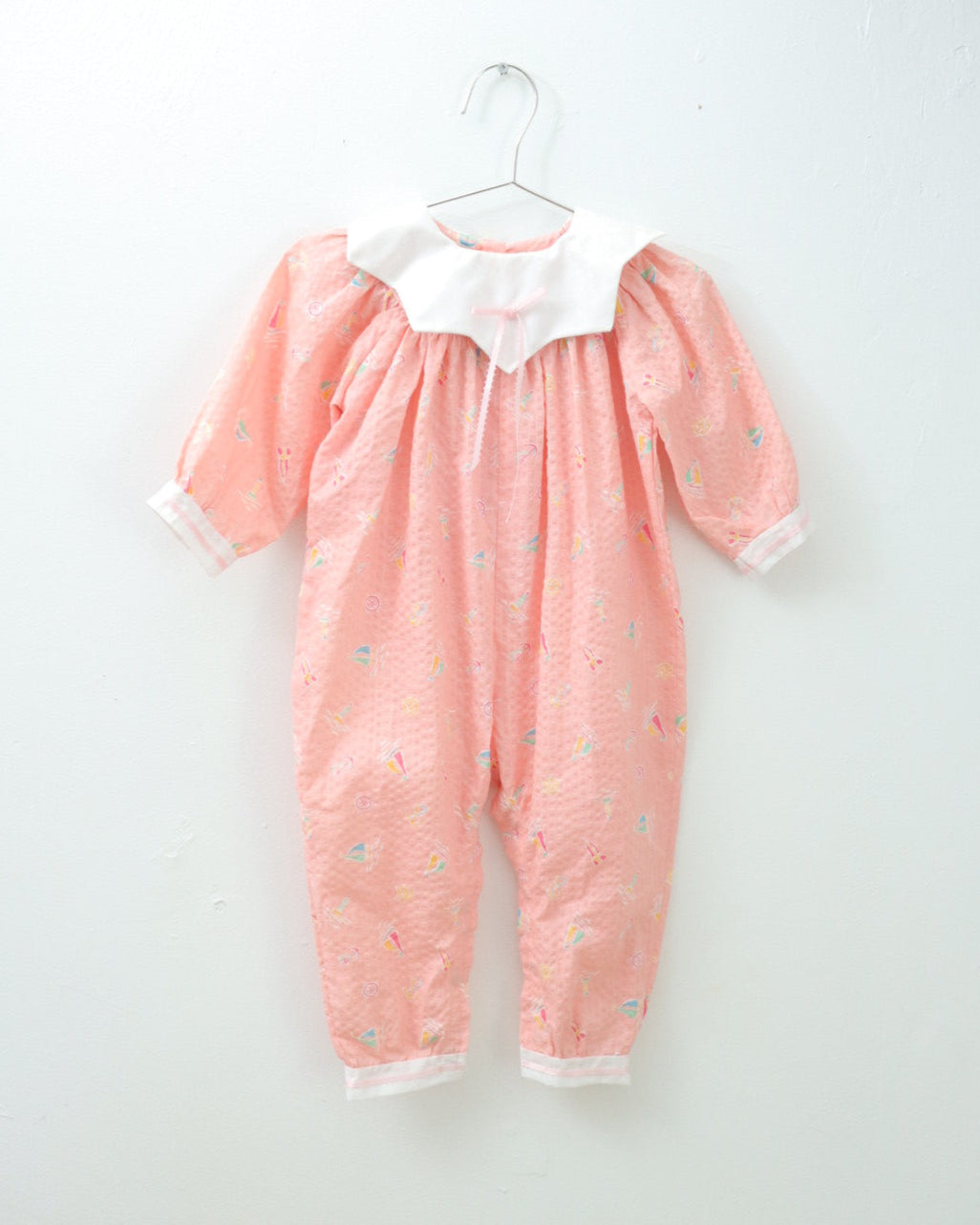Vintage Marine Print Pink Romper / 24M