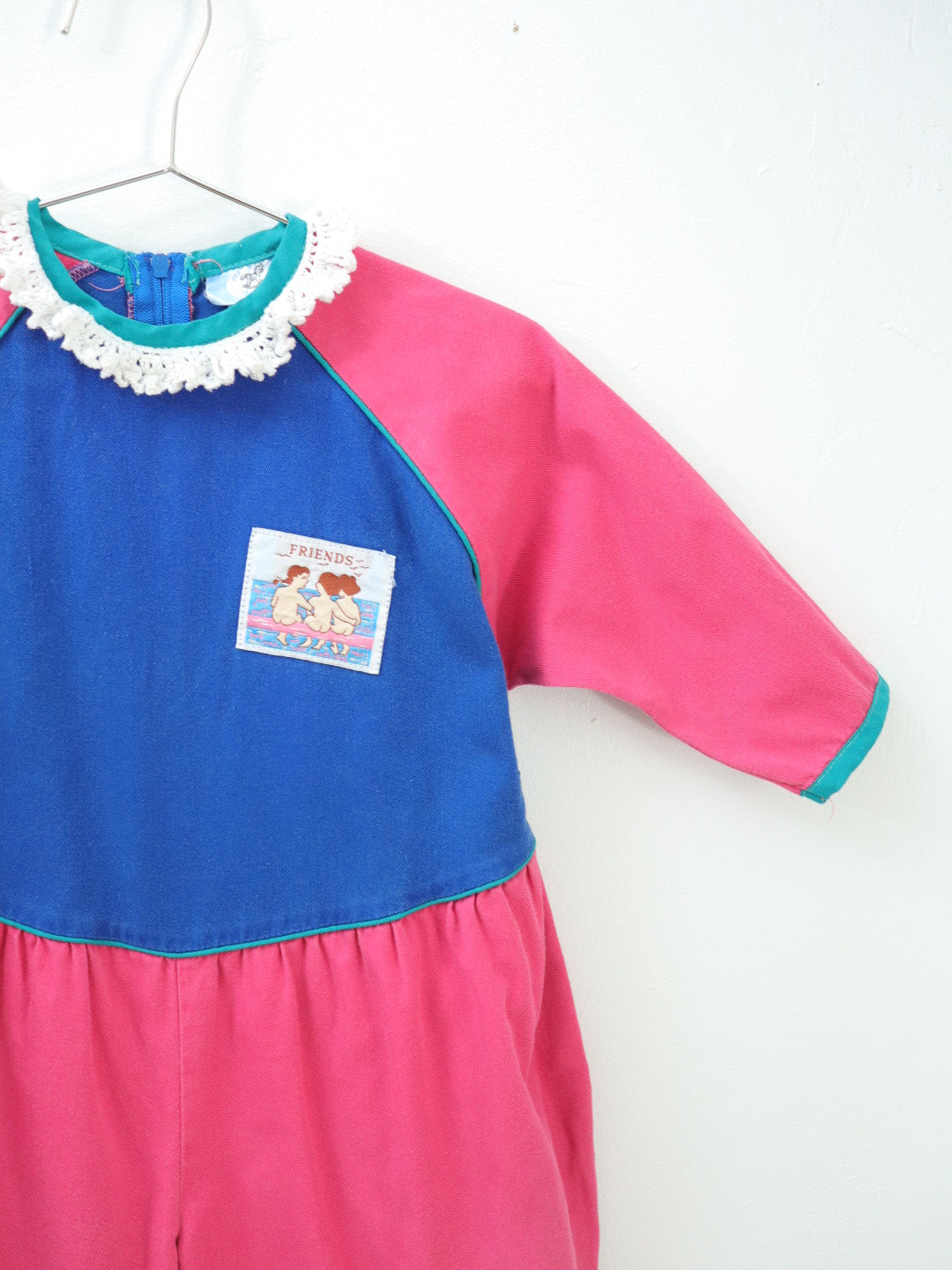 Vintage “FRIENDS” Pink & Blue Bubble Romper / 24M