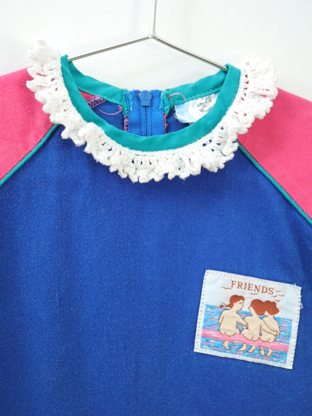 Vintage “FRIENDS” Pink & Blue Bubble Romper / 24M