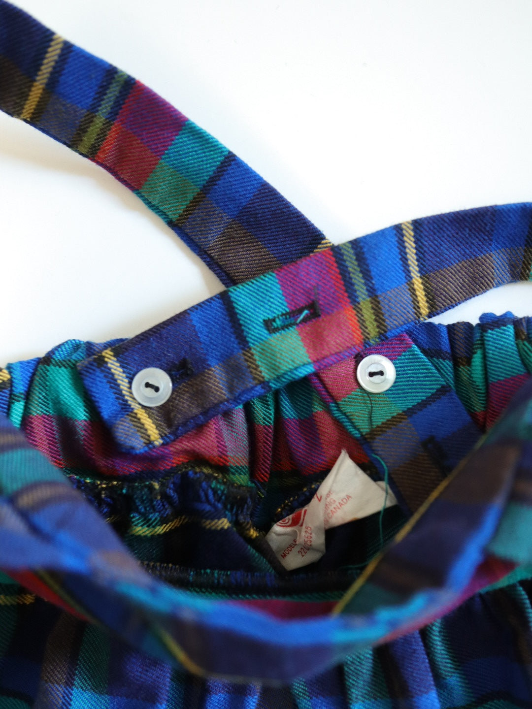 Vintage Blue & Purple Plaid Suspender Skirt / 2Y