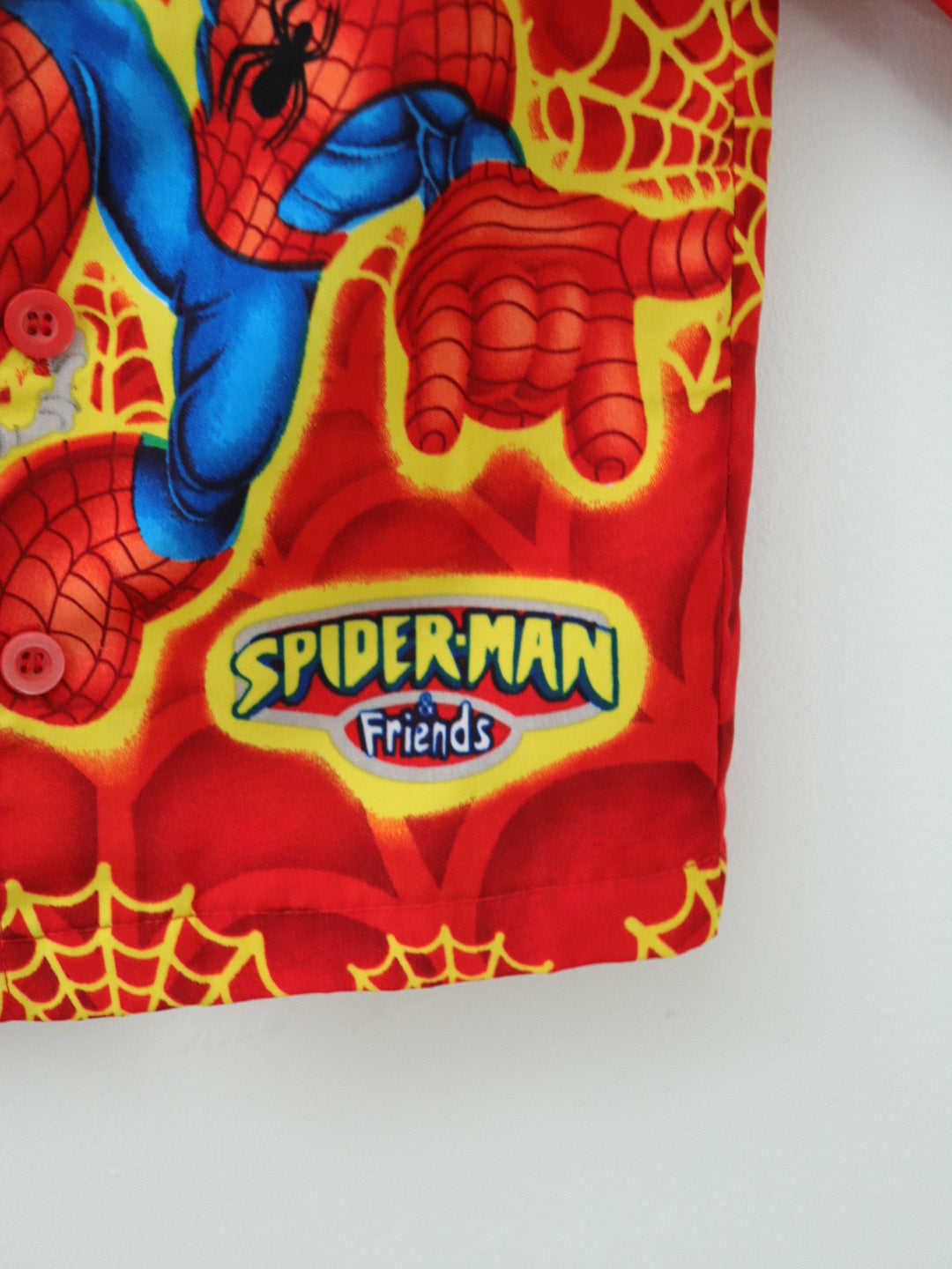 Y2K SPIDERMEN Button-up Red Shirts / 2-3Y