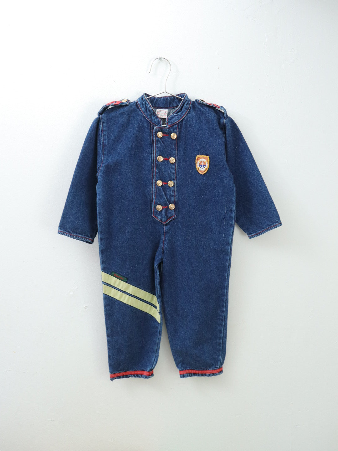 Vintage Mandarin Collar Denim Jumpsuits / 3-4Y