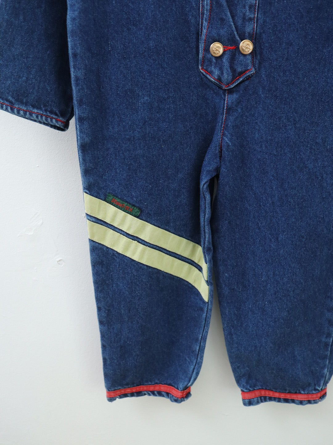 Vintage Mandarin Collar Denim Jumpsuits / 3-4Y