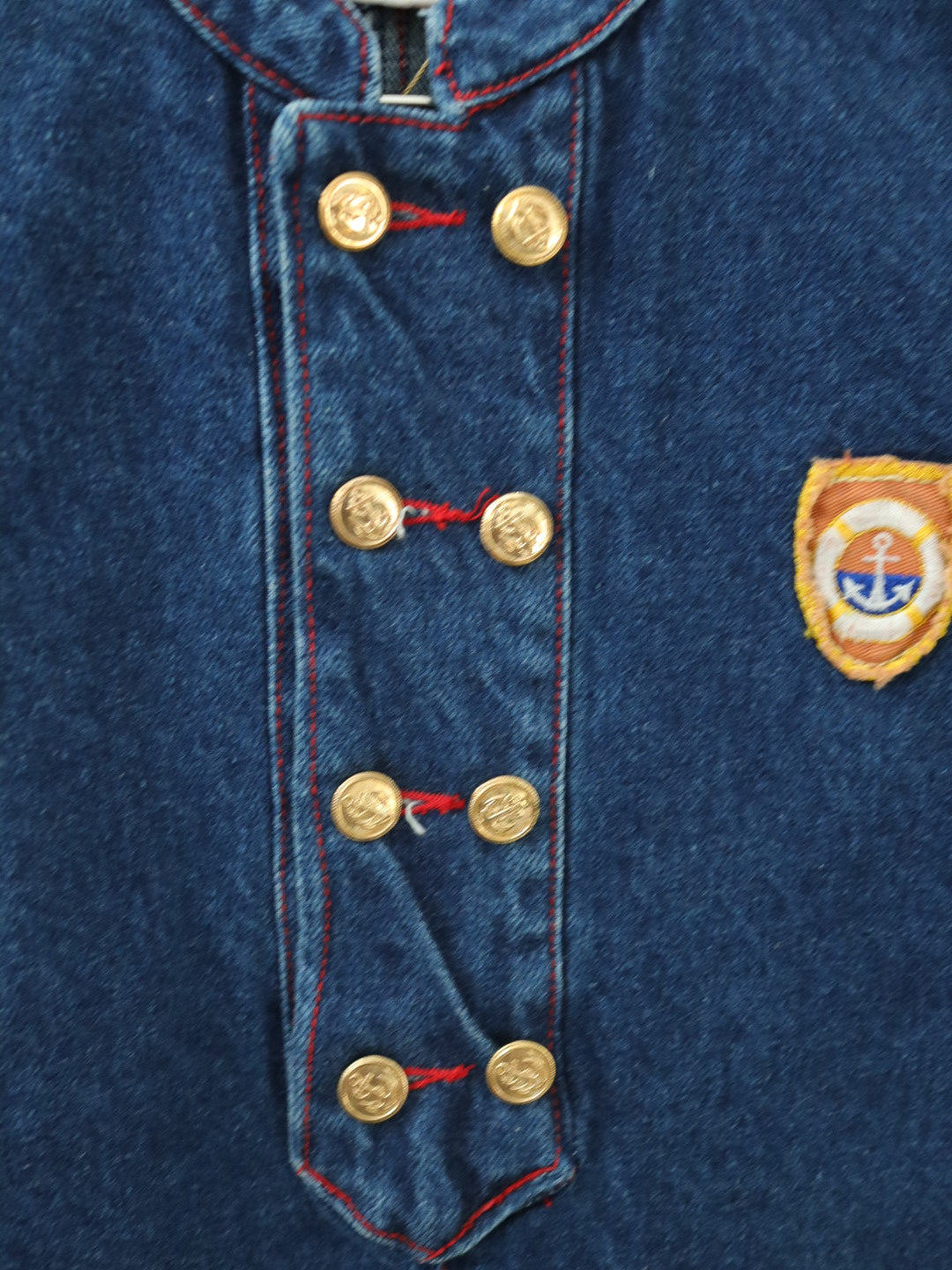 Vintage Mandarin Collar Denim Jumpsuits / 3-4Y