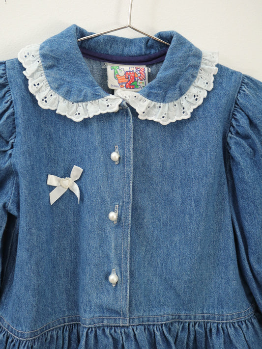 Vintage Denim Frilled Dress / 3-4Y