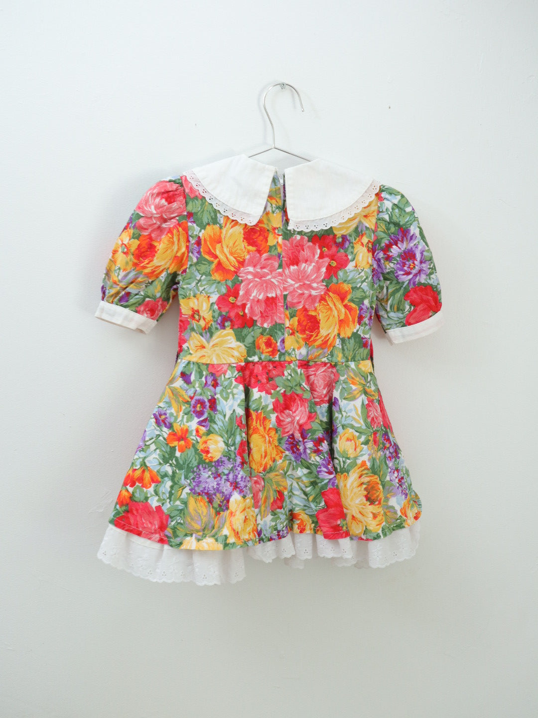 Vintage Floral Big Collar Dress / 3-4Y