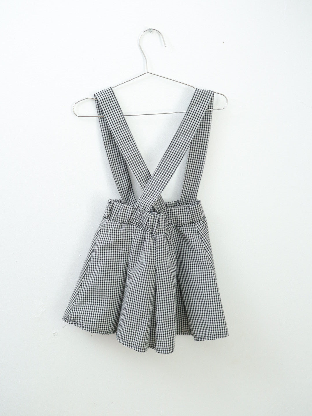 Vintage Black Plaid Suspender Skirt + Floral Top Outfit SET / 4-5Y