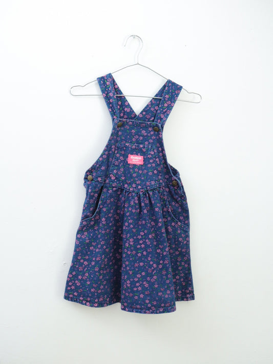 Vintage OshKosh B'gosh Floral Denim Dress / 6-8Y