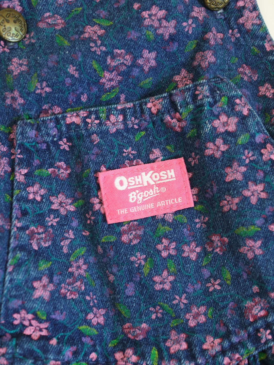 Vintage OshKosh B'gosh Floral Denim Dress / 6-8Y