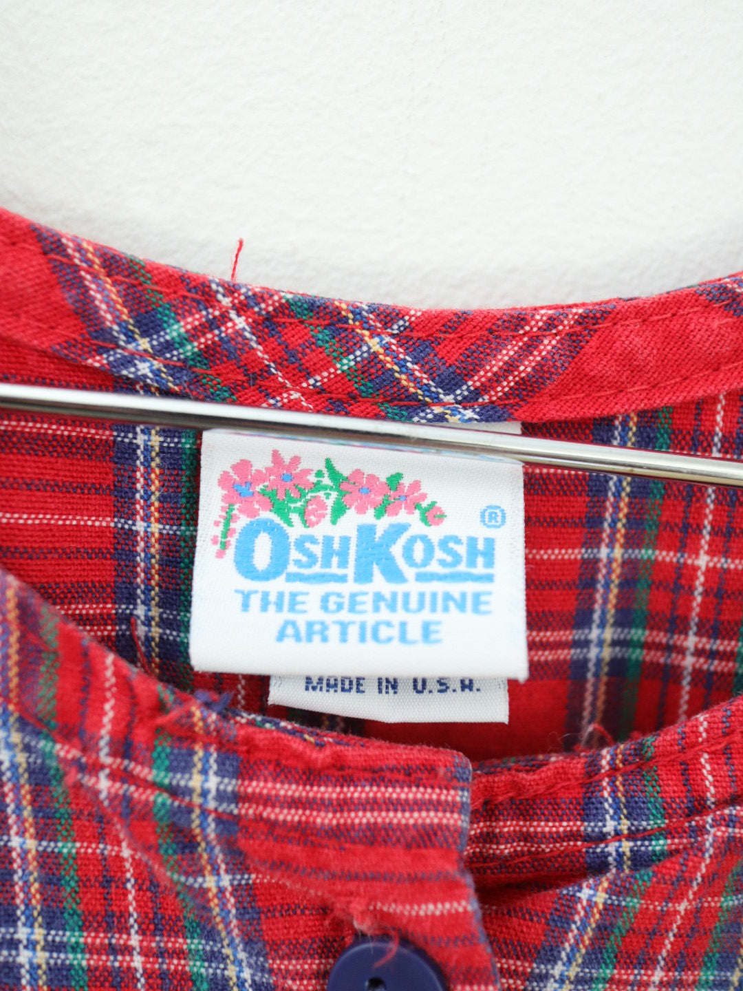 Vintage OshKosh B'gosh Red Plaid Cotton Dress / 6-8Y