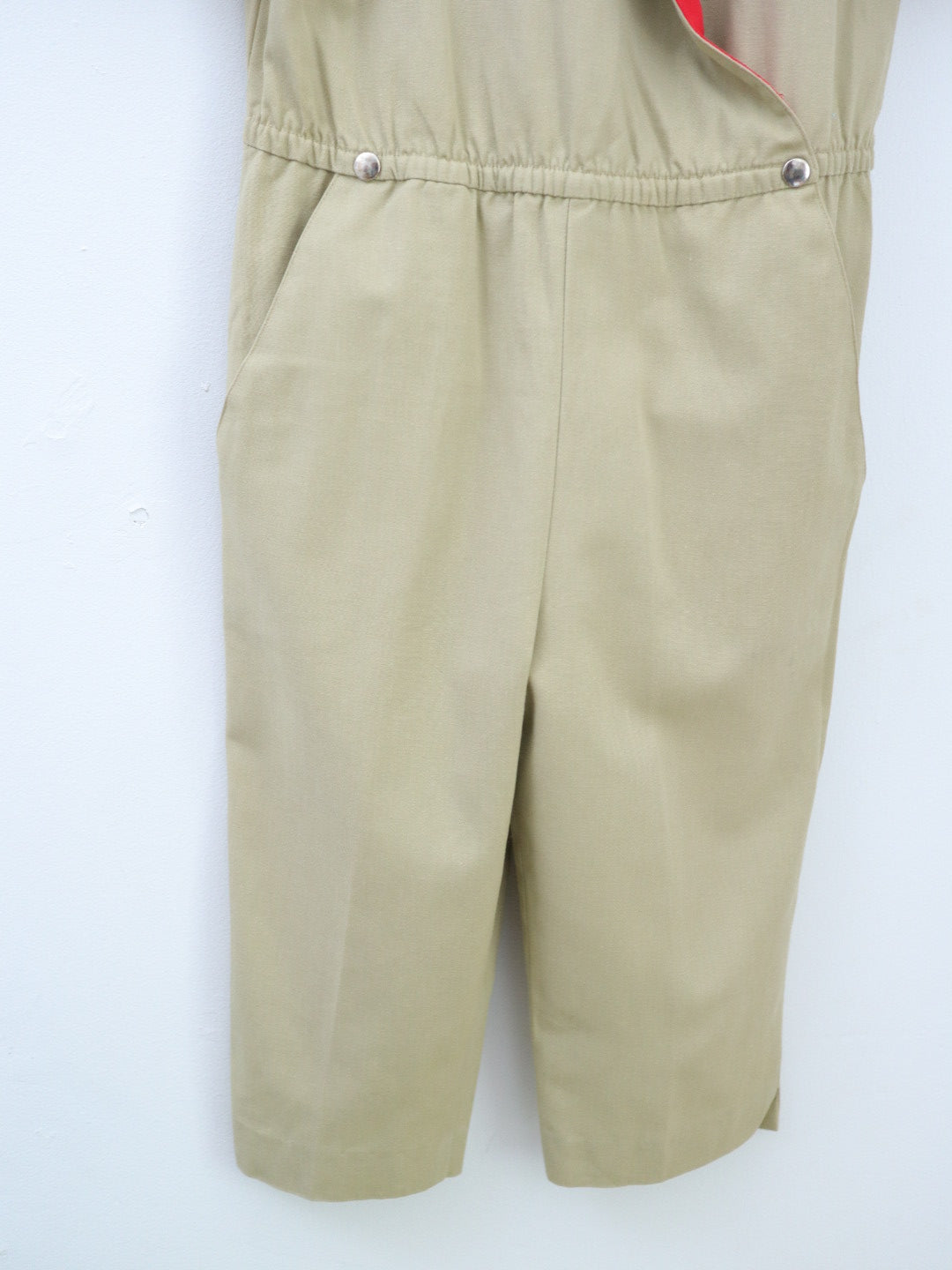 Vintage Beige Puff Sleeve Jumpsuits / 5-6Y