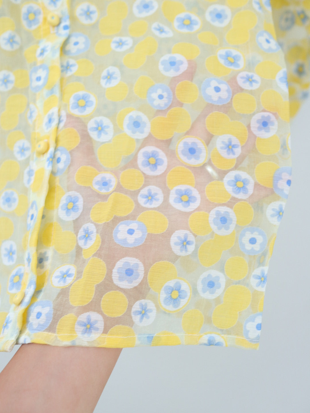 Vintage Yellow Floral Shirts + Skirt SET / 10-12Y