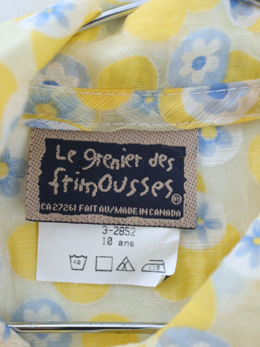 Vintage Yellow Floral Shirts + Skirt SET / 10-12Y