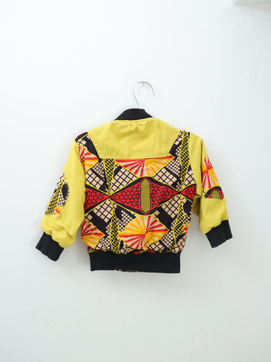 African Print Yellow Bomber Jacket / 2-3Y