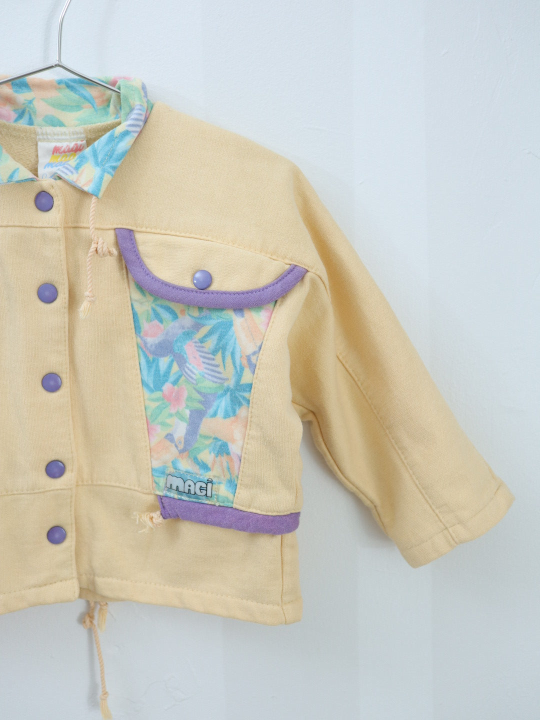 Vintage Magi Yellow Tropical Print Jersey Jacket / 2Y