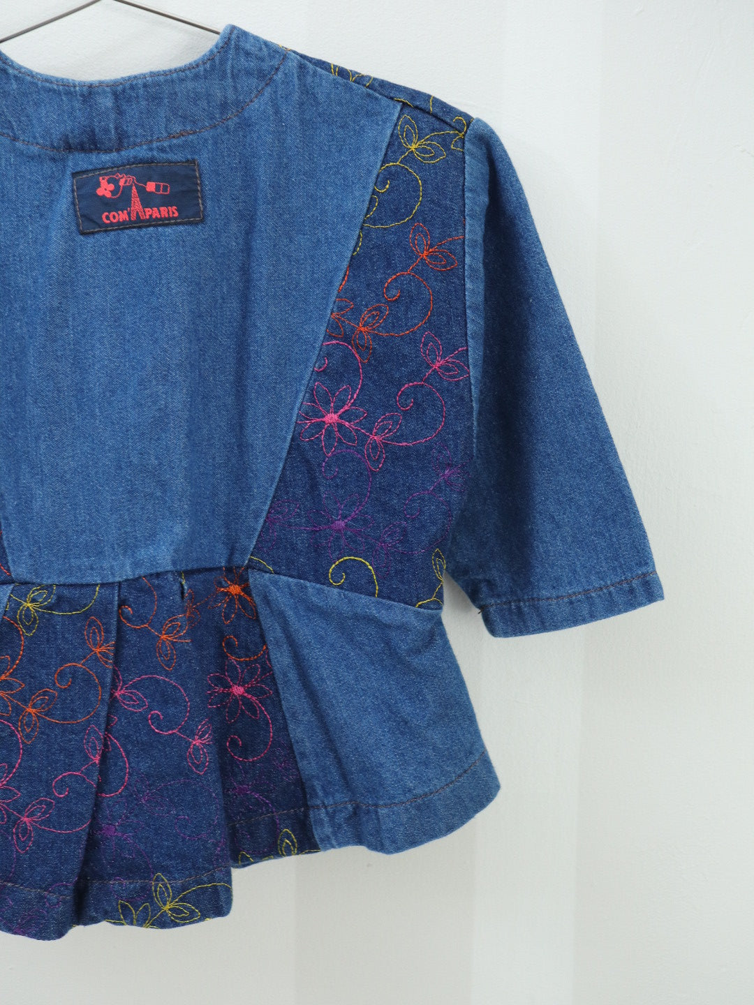 Vintage Denim Floral Peplum Jacket + Hat SET / 3-4Y