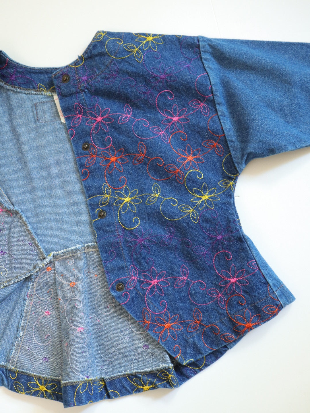 Vintage Denim Floral Peplum Jacket + Hat SET / 3-4Y