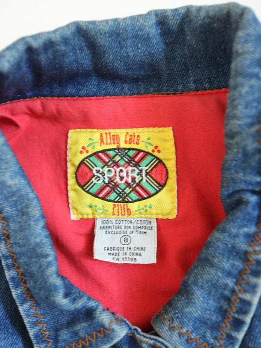 Vintage Denim & Red Plaid Oversized Jacket / Size 8-10Y+