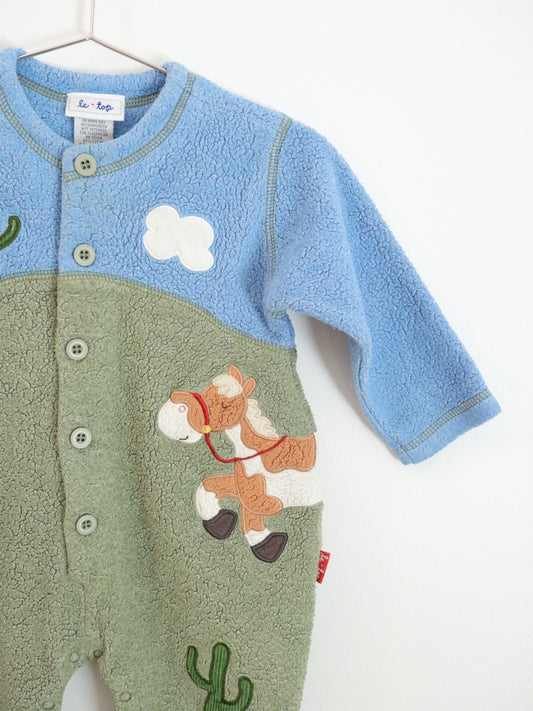 Retro Cow, Horse & Cactus Baby Romper / 12-18M