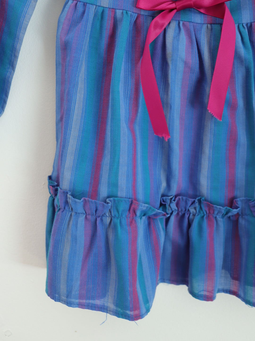 Vintage Blue Purple Green Stripe Dress / 3-4Y