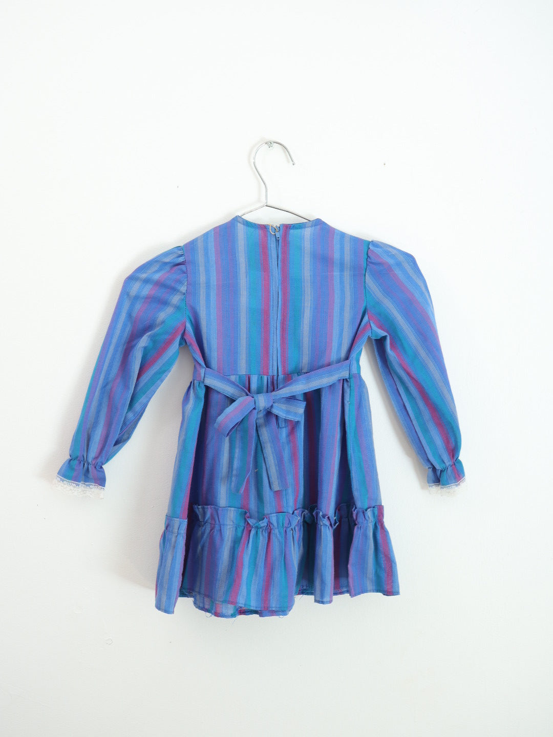 Vintage Blue Purple Green Stripe Dress / 3-4Y