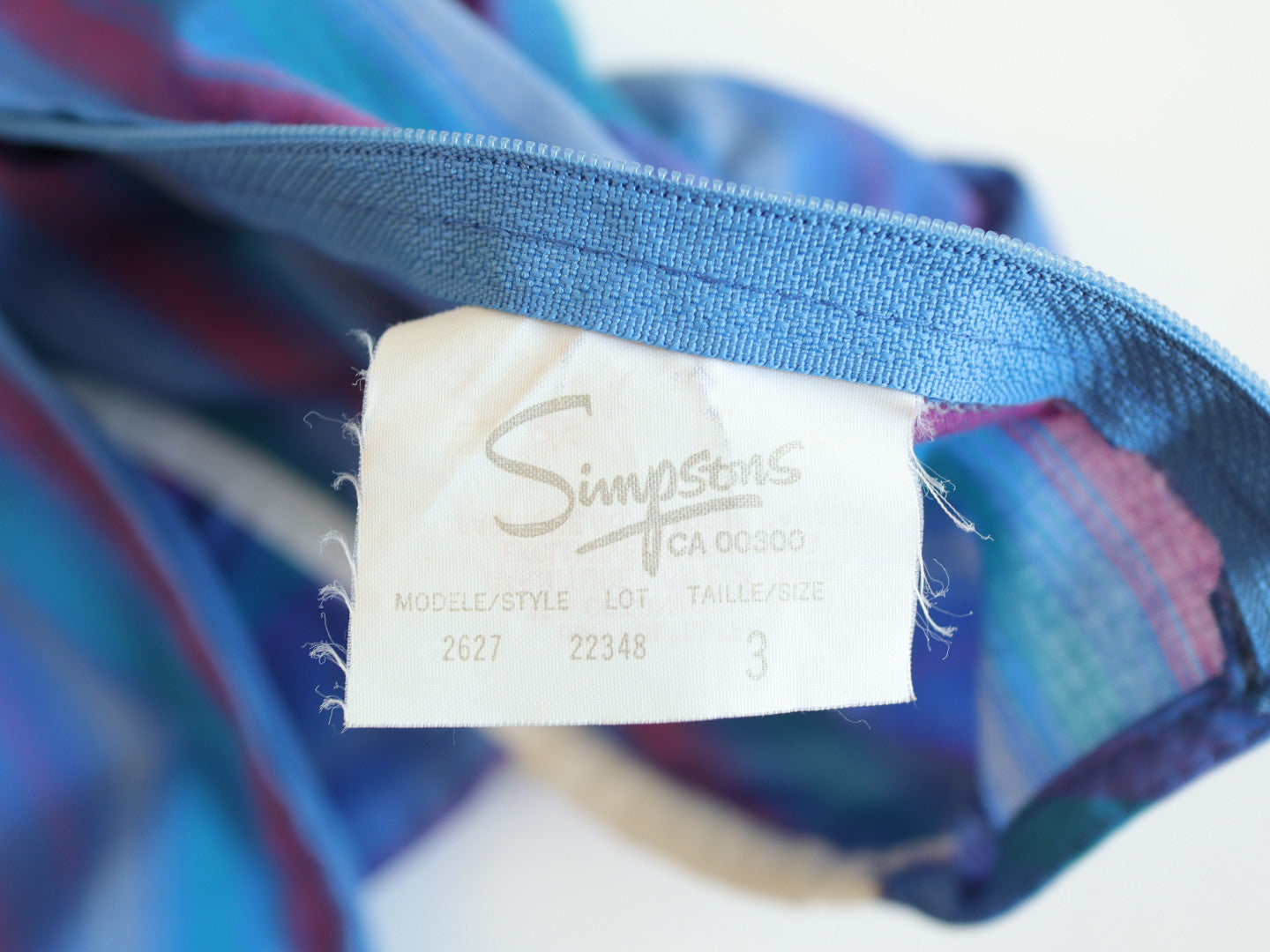 Vintage Blue Purple Green Stripe Dress / 3-4Y