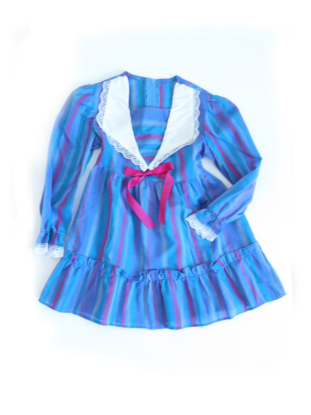 Vintage Blue Purple Green Stripe Dress / 3-4Y