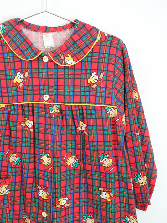 Vintage Girl & Dog Red Plaid Dress / 4-5Y