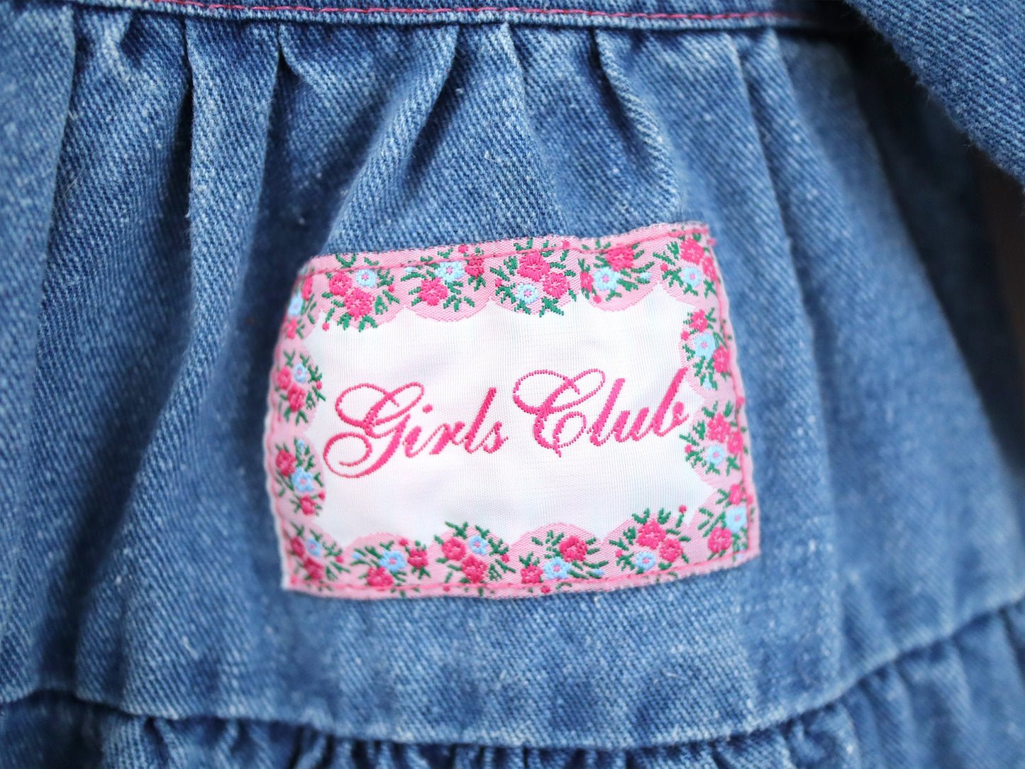 Vintage kids GIRLS CLUB denim frilled dress / Size 24M