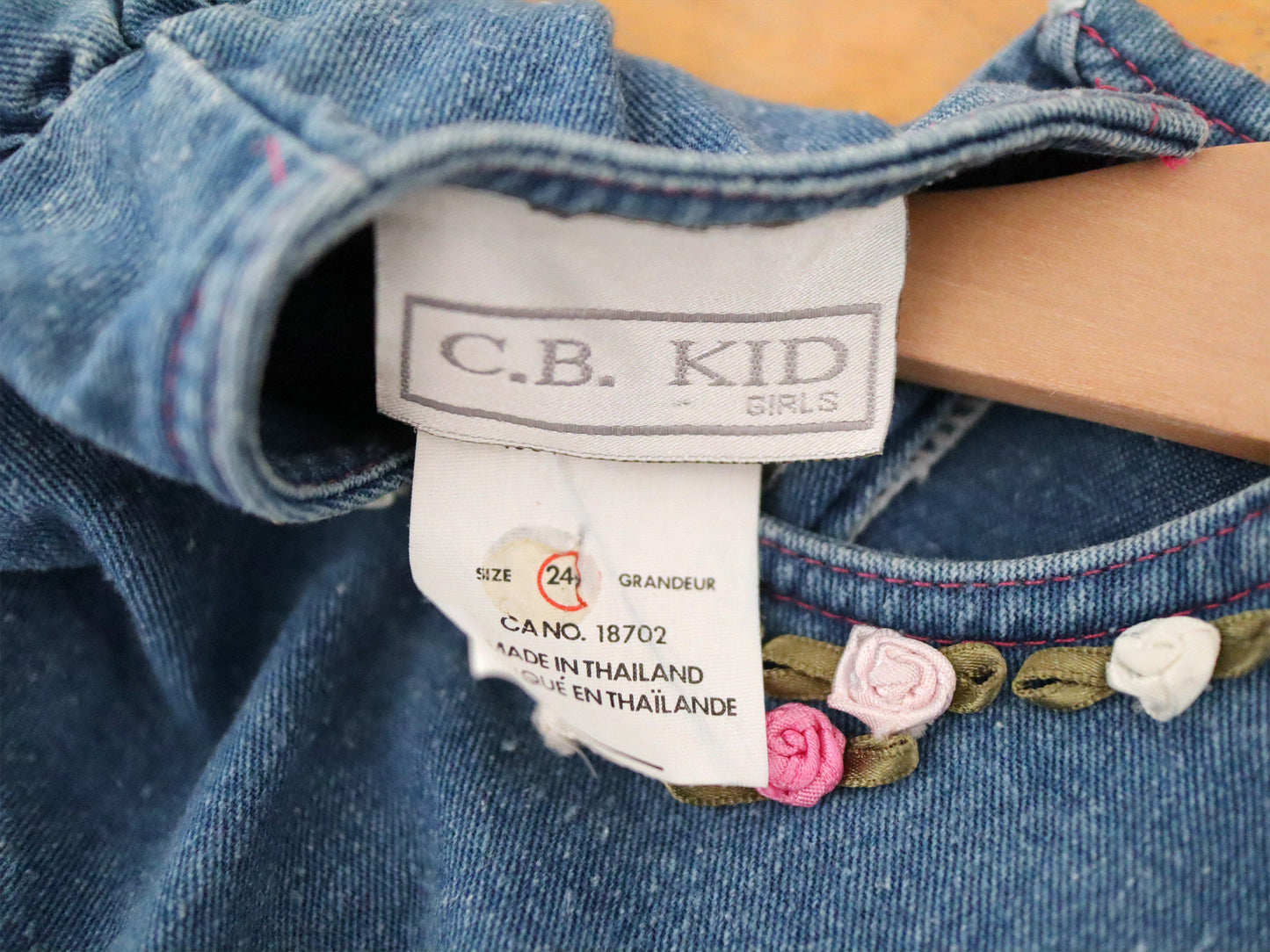 Vintage kids GIRLS CLUB denim frilled dress / Size 24M