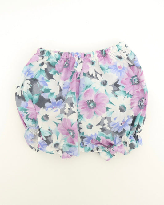 Vintage baby purple floral bloomer shorts / Size 6M