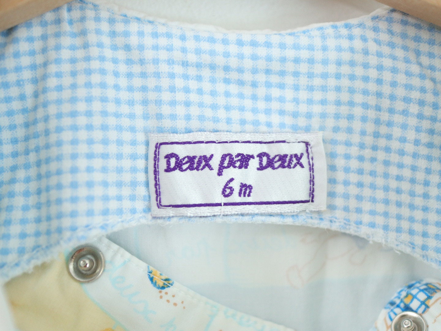 Vintage Deux par Deux Summer Beach Blue Baby Romper / 6-9M / Made in Canada