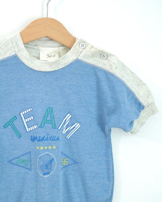 Vintage Baseball TEAM Blue Baby Romper Tee / 6-9M
