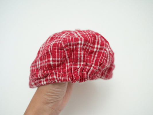 Vintage Red Plaid Baby Summer Cap / Size 6-12M / Made in France