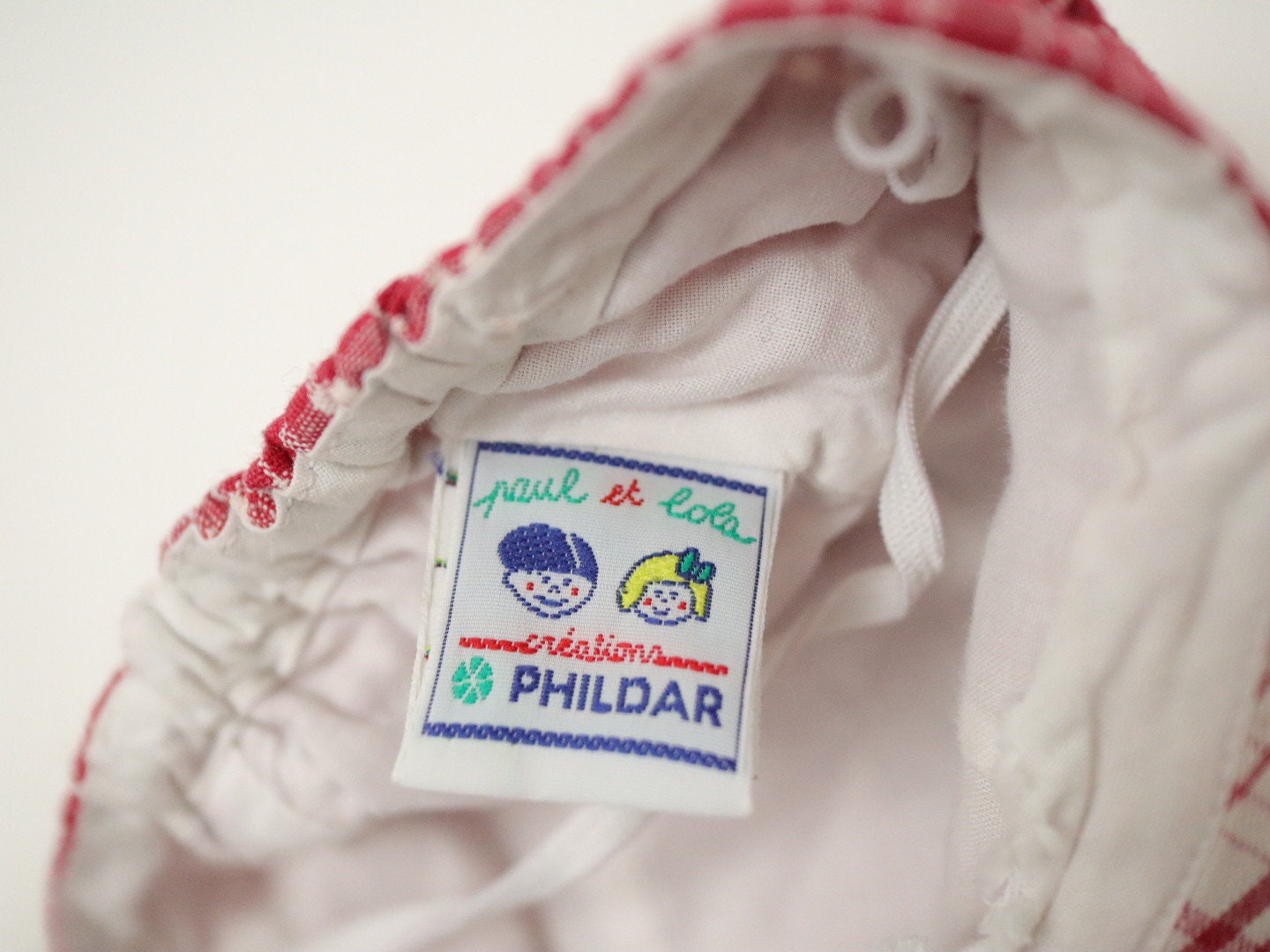 Vintage Red Plaid Baby Summer Cap / Size 6-12M / Made in France