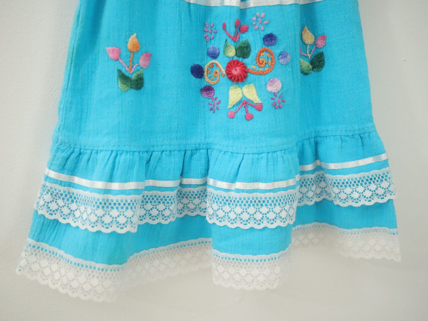 Baby Blue Embroidered Summer Dress / Size 6-12M