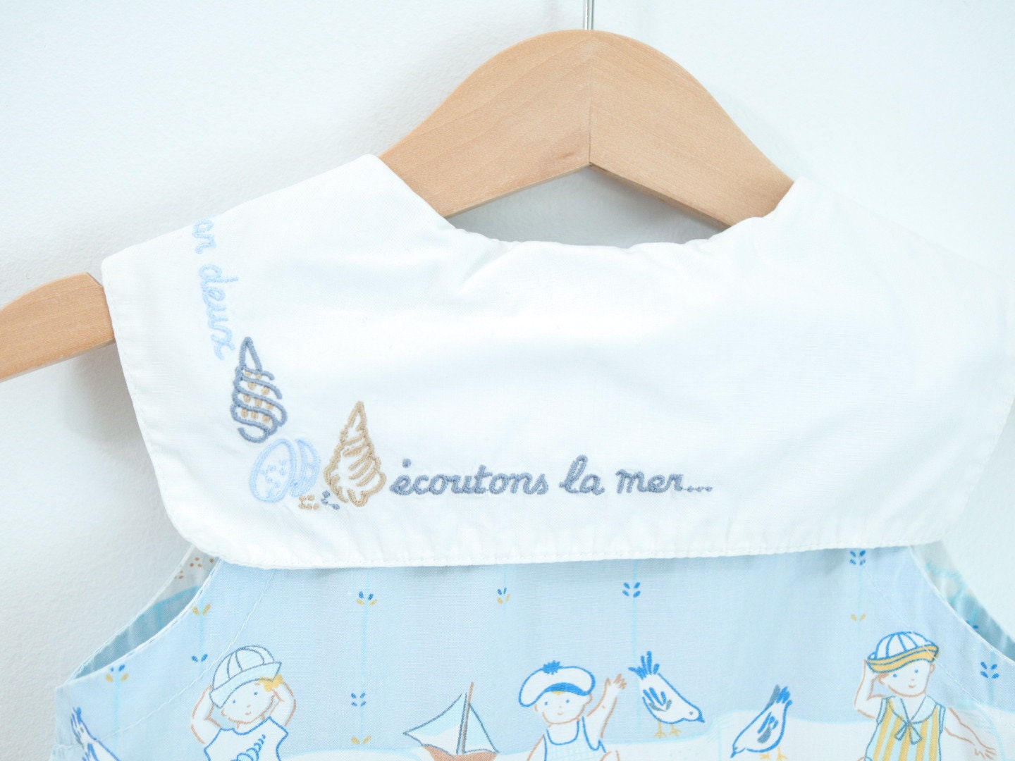 Vintage Deux par Deux Summer Beach Blue Baby Romper / 6-9M / Made in Canada