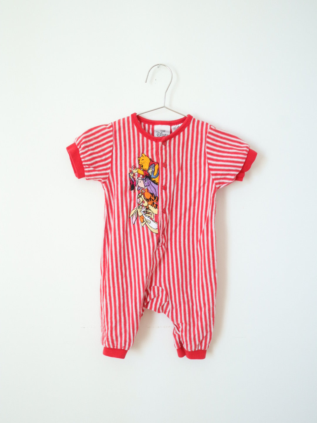 Vintage Disney Winnie The Pooh Red Stripe Rompers / 3-6M