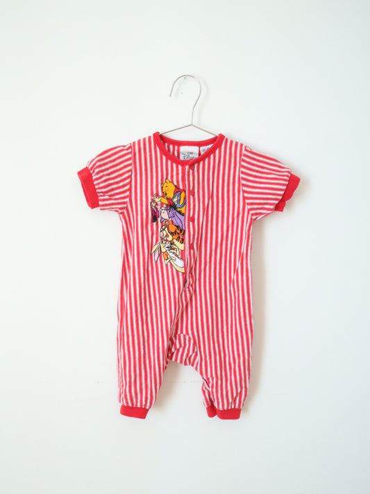 Vintage Disney Winnie The Pooh Red Stripe Rompers / 3-6M
