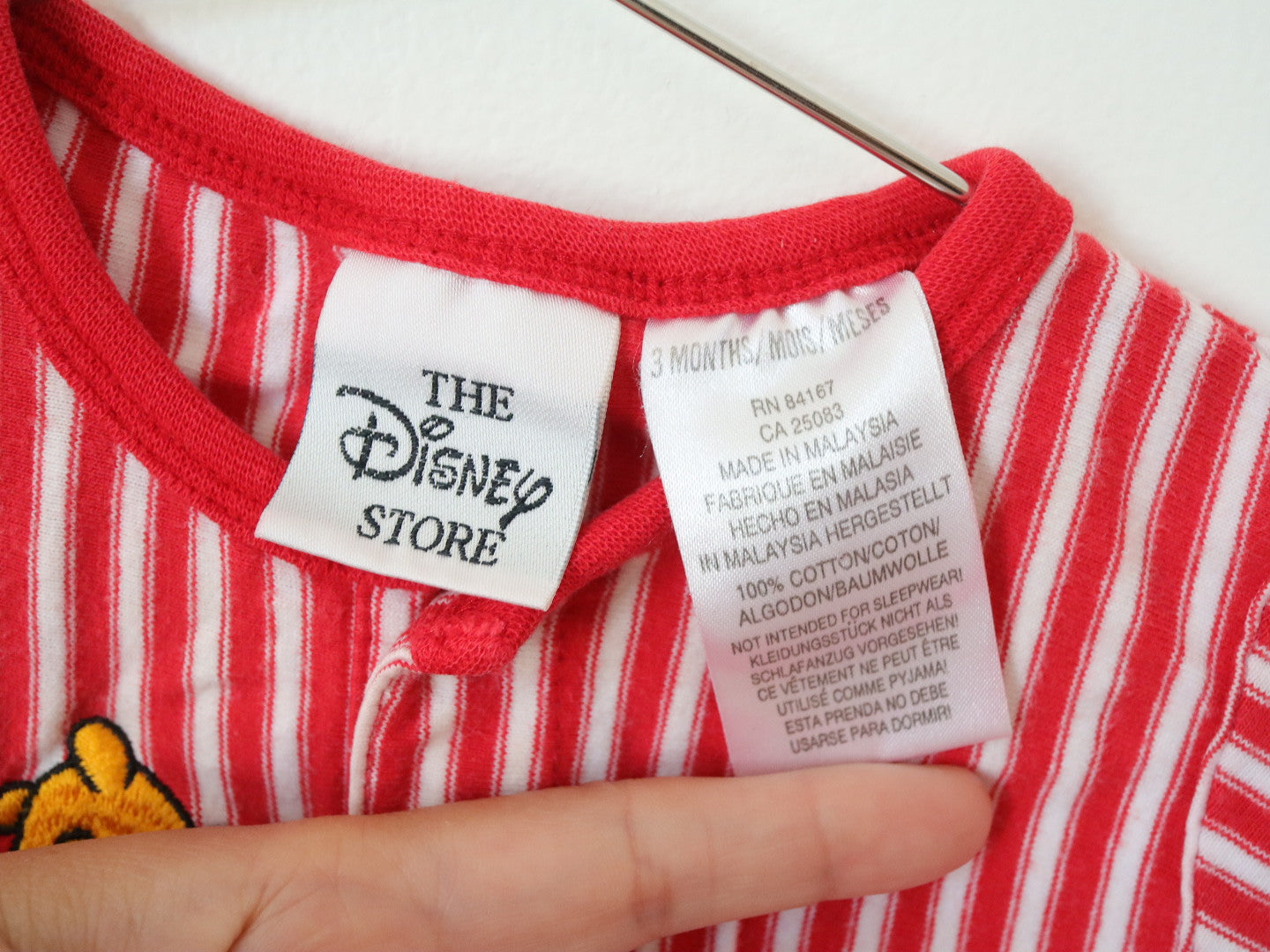 Vintage Disney Winnie The Pooh Red Stripe Rompers / 3-6M