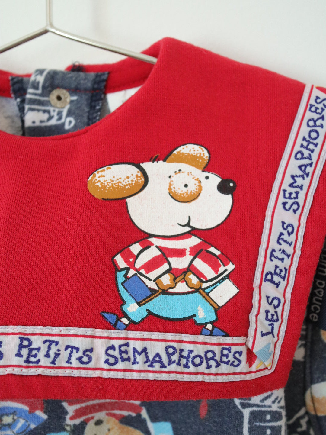 Vintage Sailor Collar Animal Print Baby Sweatshirt / 3-6M