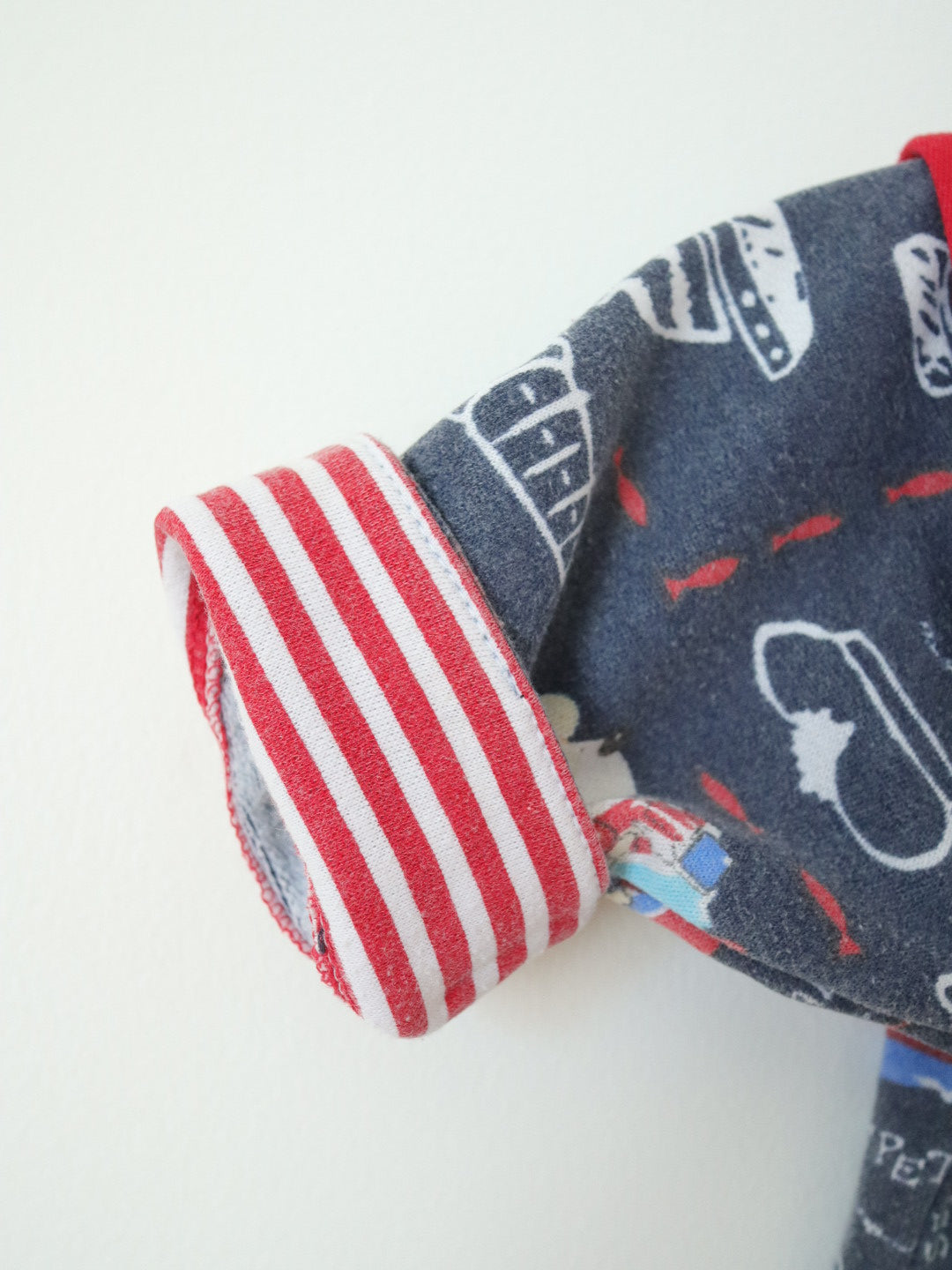 Vintage Sailor Collar Animal Print Baby Sweatshirt / 3-6M