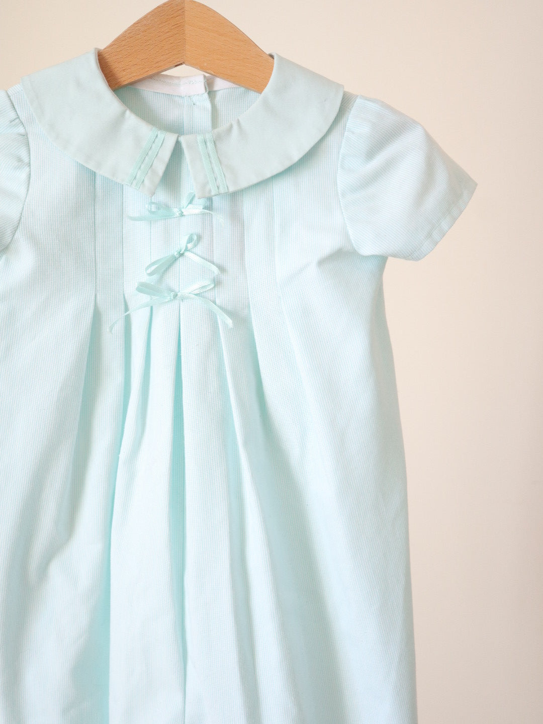Vintage Baby Blue 3 Bows Rompers / 9-12M