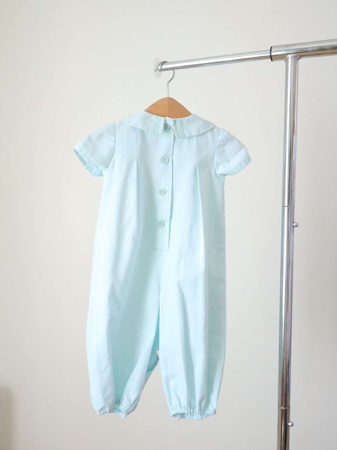 Vintage Baby Blue 3 Bows Rompers / 9-12M