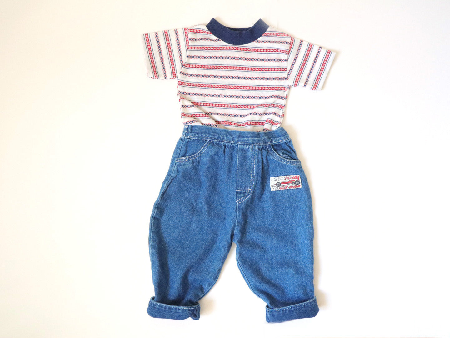 Vintage Striped 70's Baby Single Stitch T-Shirt + Pants SET / 12M