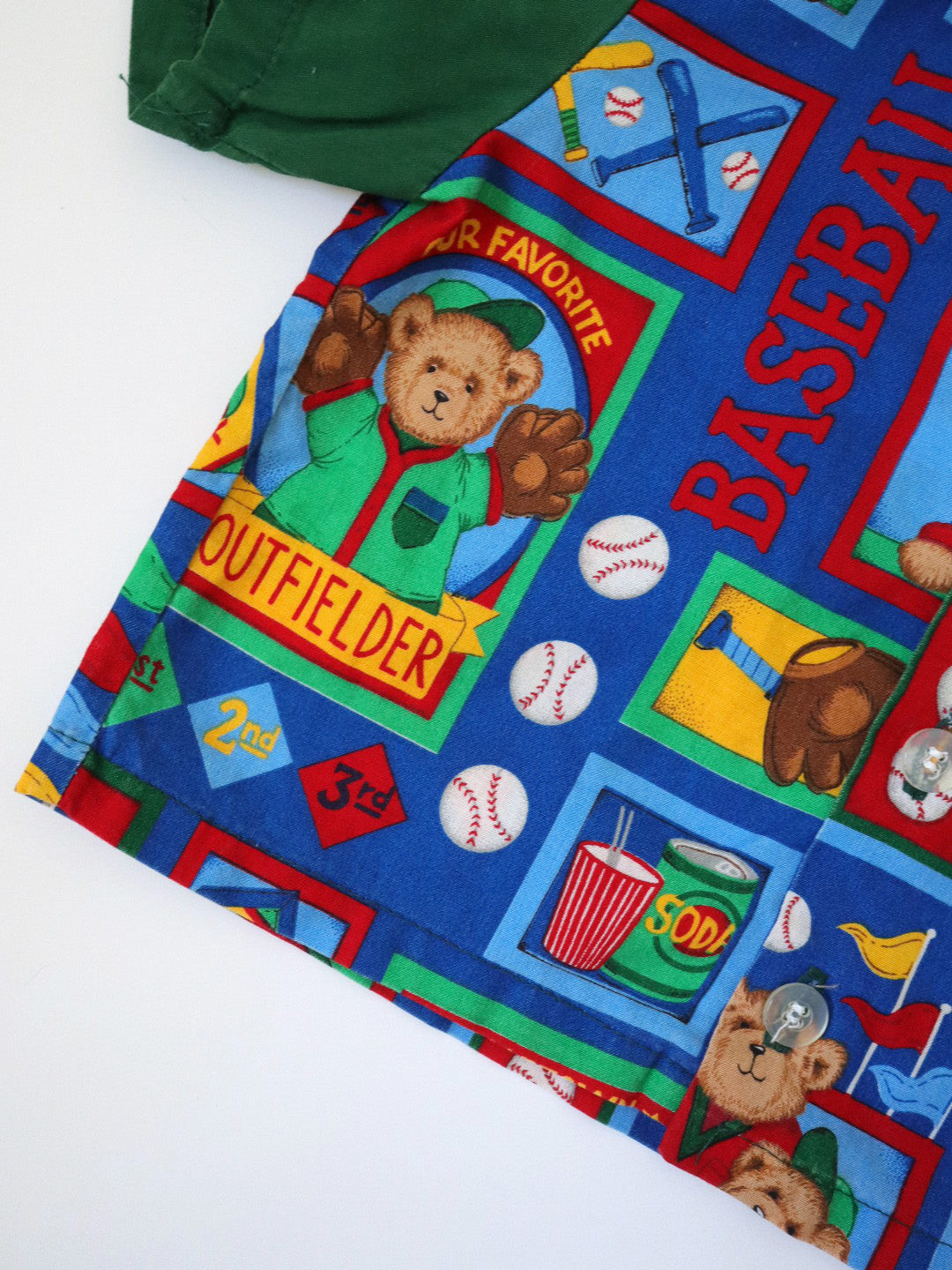 Vintage Baseball Teddy Bears Short Sleeve Shirt / 18-24M