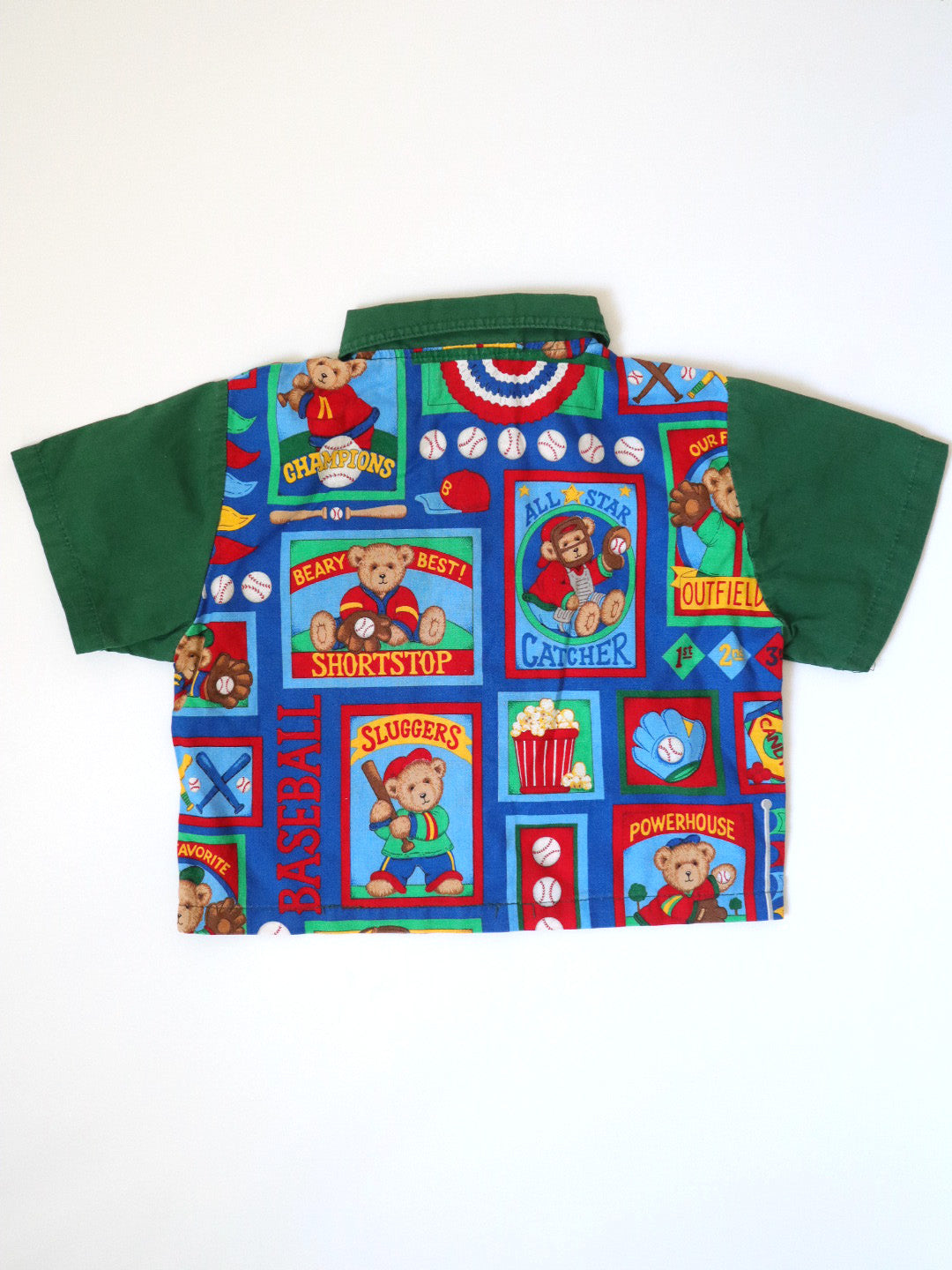 Vintage Baseball Teddy Bears Short Sleeve Shirt / 18-24M