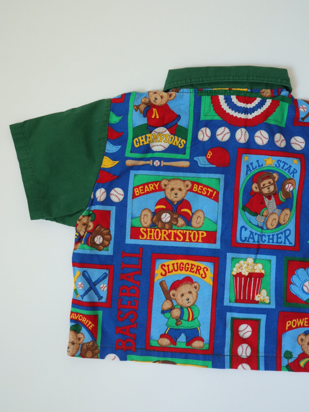 Vintage Baseball Teddy Bears Short Sleeve Shirt / 18-24M